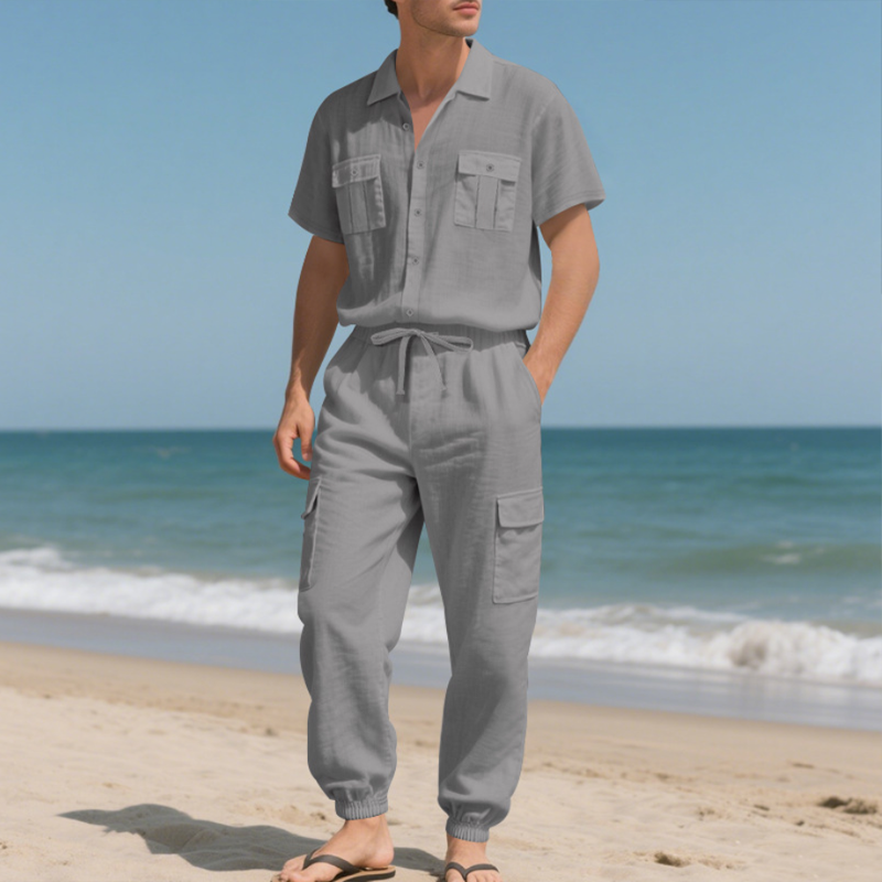 Men's Fashion Solid Color 2-Piece Set