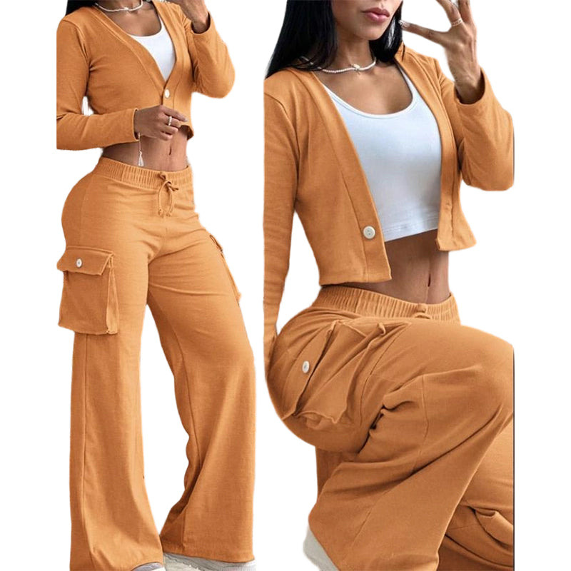 Modern Streetwear Two-Piece Set with Cargo Pockets
