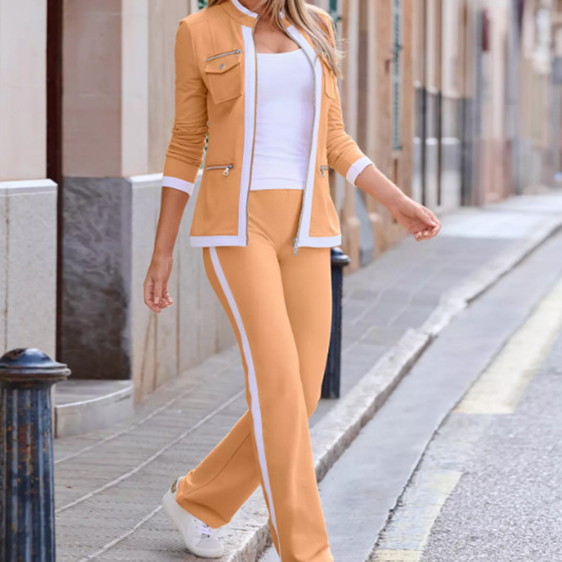 Women's 2-Piece Color-Block Tracksuit Set