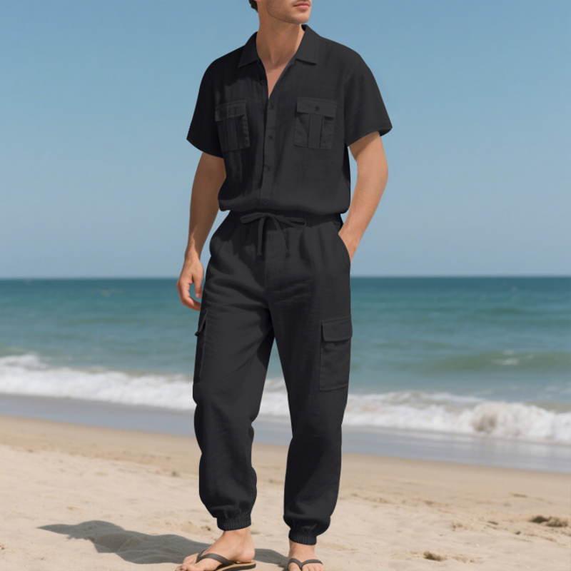 Men's Fashion Solid Color 2-Piece Set