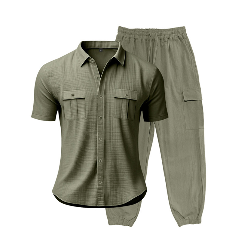 Men's Fashion Solid Color 2-Piece Set