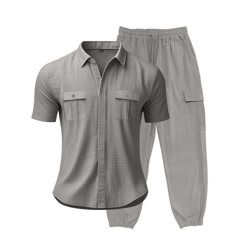 Men's Fashion Solid Color 2-Piece Set