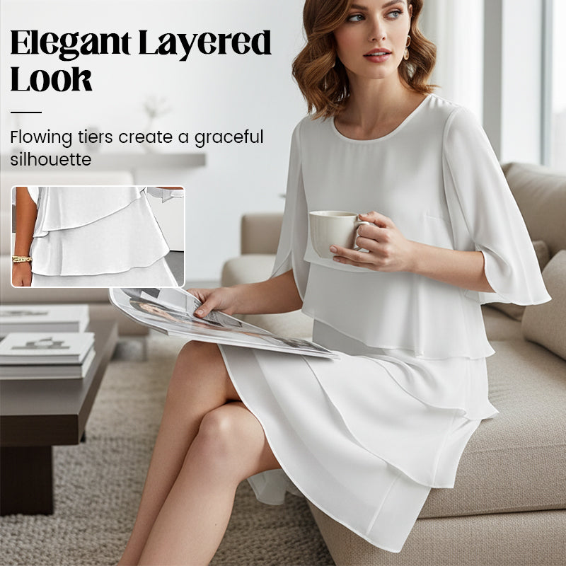 ⏰ Now only 50% off!🎁Women's Elegant Layered Ruffle Sleeve Dress – Effortless Style for Every Occasion💃