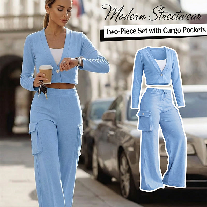 Modern Streetwear Two-Piece Set with Cargo Pockets