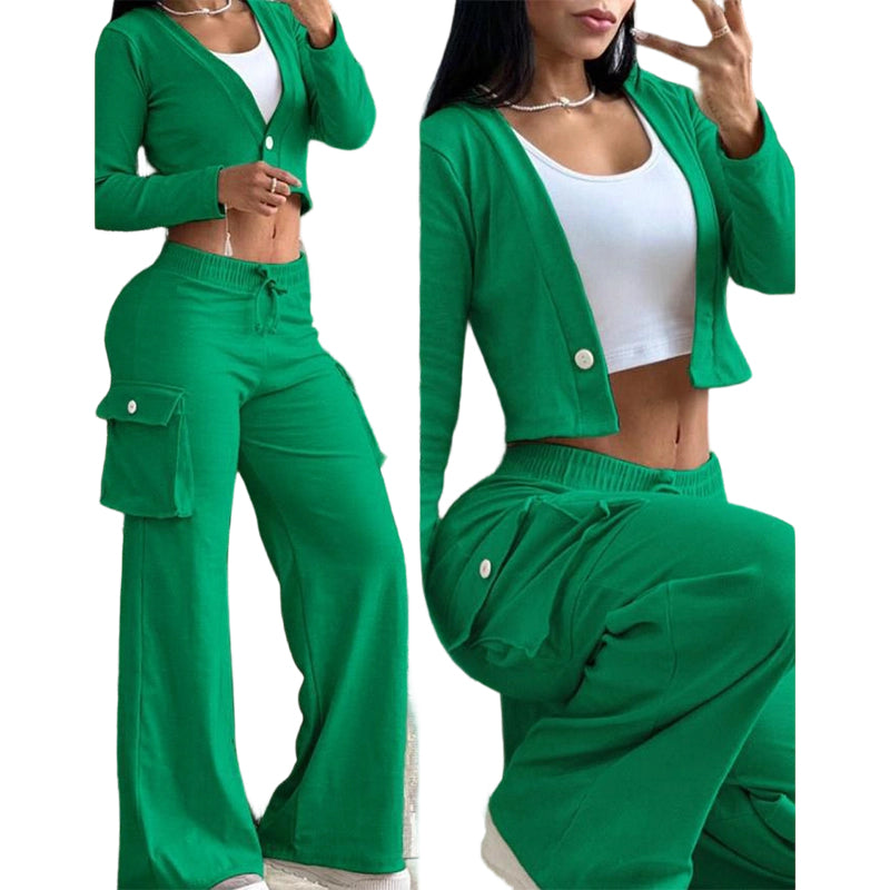 Modern Streetwear Two-Piece Set with Cargo Pockets