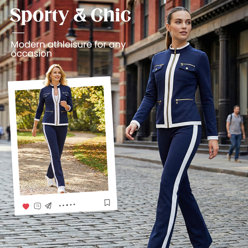 Women's 2-Piece Color-Block Tracksuit Set