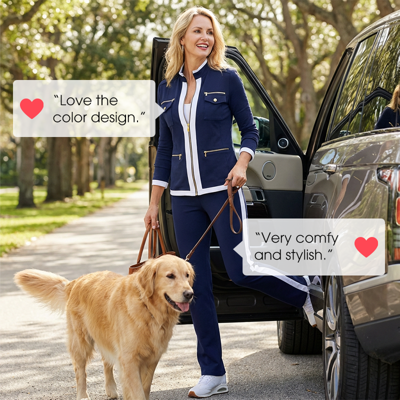 Women's 2-Piece Color-Block Tracksuit Set